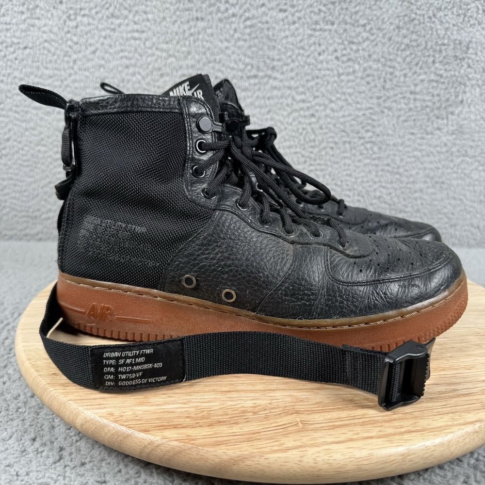 Nike Air Force 1 SF AF1 Mid Mens 9 Black Gum Urban Utility Shoes 917753-003